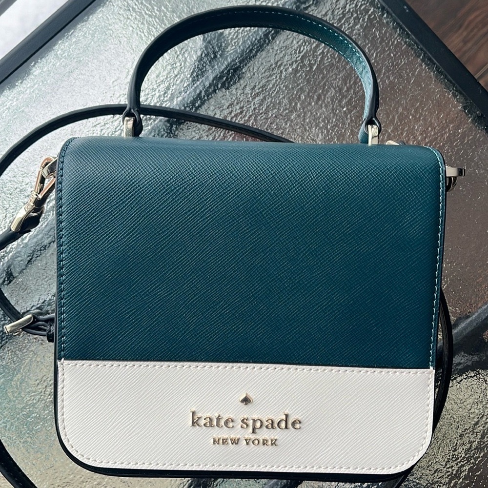 Kate Spade Staci Square Crossbody K7343 Saffiano Leather in Peacock